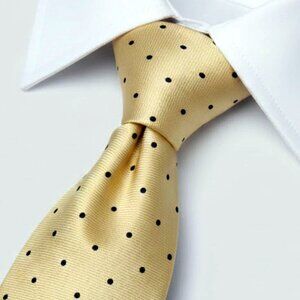 Brooks Brothers Makers Silk Tie Geometric Polka Dot Gold Blue